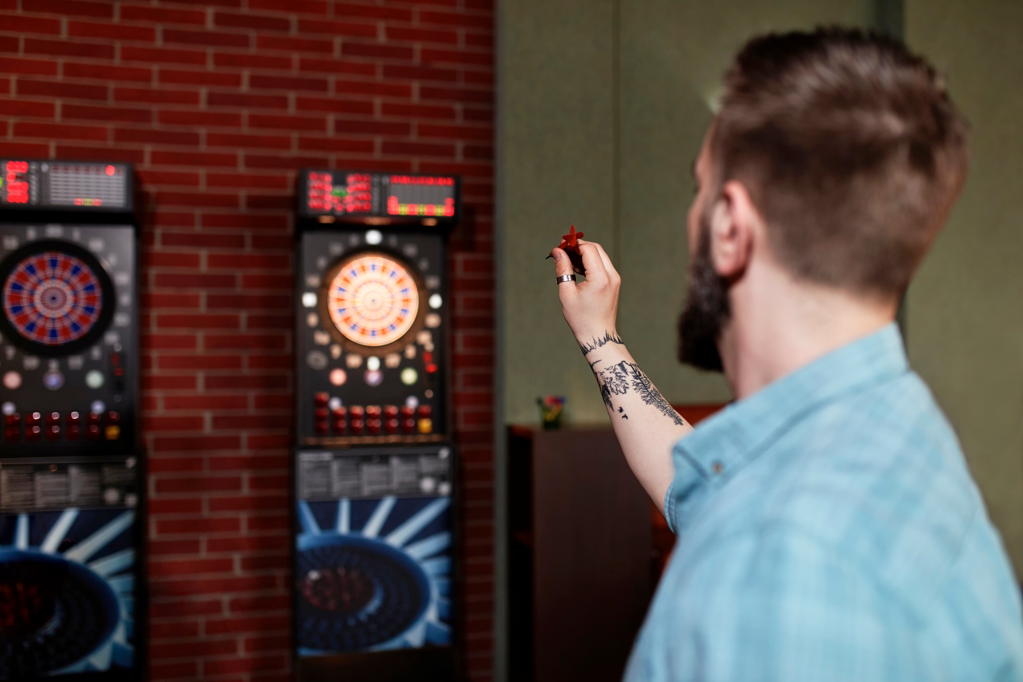 Man playing darts